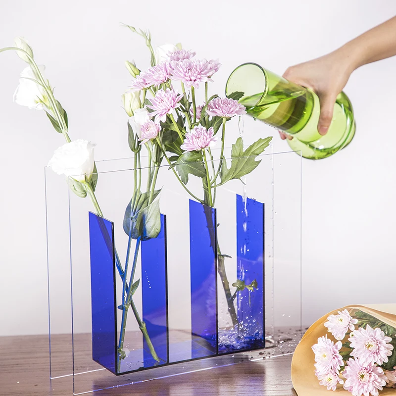 New Creative Acrylic Vases Home Wedding Decoration Plexiglass Flower Vase Modern Clear Acrylic Vase