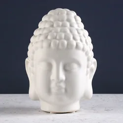6 inch Matt White Ceramic Porcelain Buddha Head For Home Decor Decoration