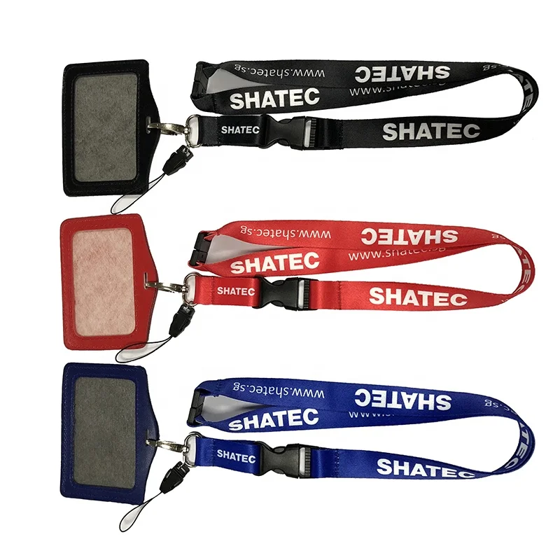 Soft clear card protector 4*3 waterproof  pu id card holder pvc Certificates pp card holder with colored polyester lanyard