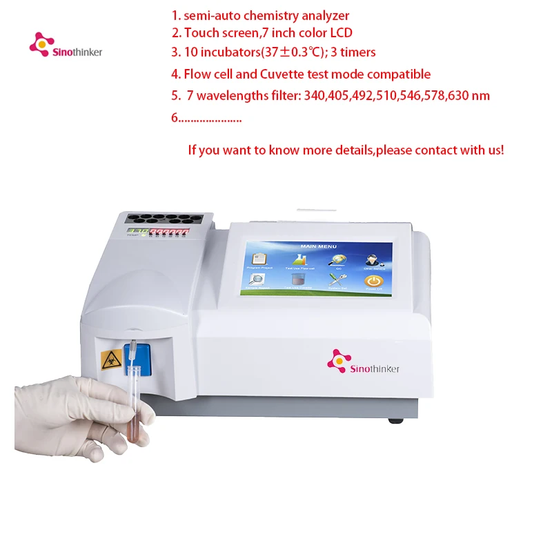 Hospital-specific Veterinary Semi-auto Chemistry Analyzer French Russian Blood Testing Biochemistry Analyzer for Animal
