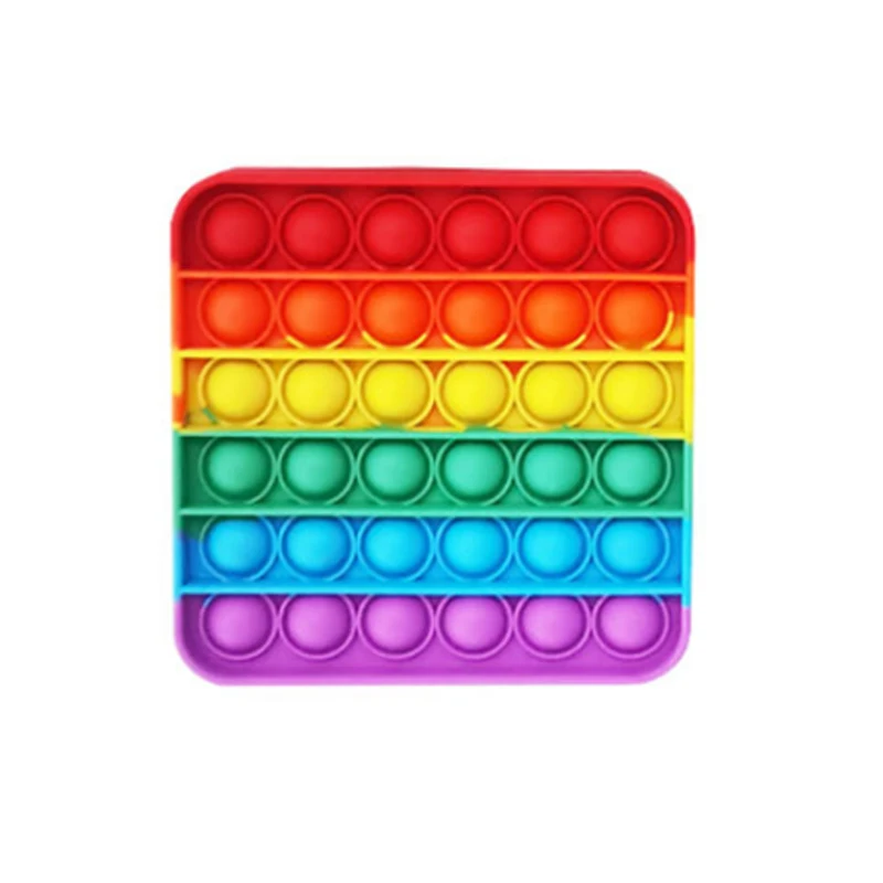 Popit Fidget Toy Thin Round Rainbow Children Sensory 2022 Silicone Push Bubble Popit Fidget Toy