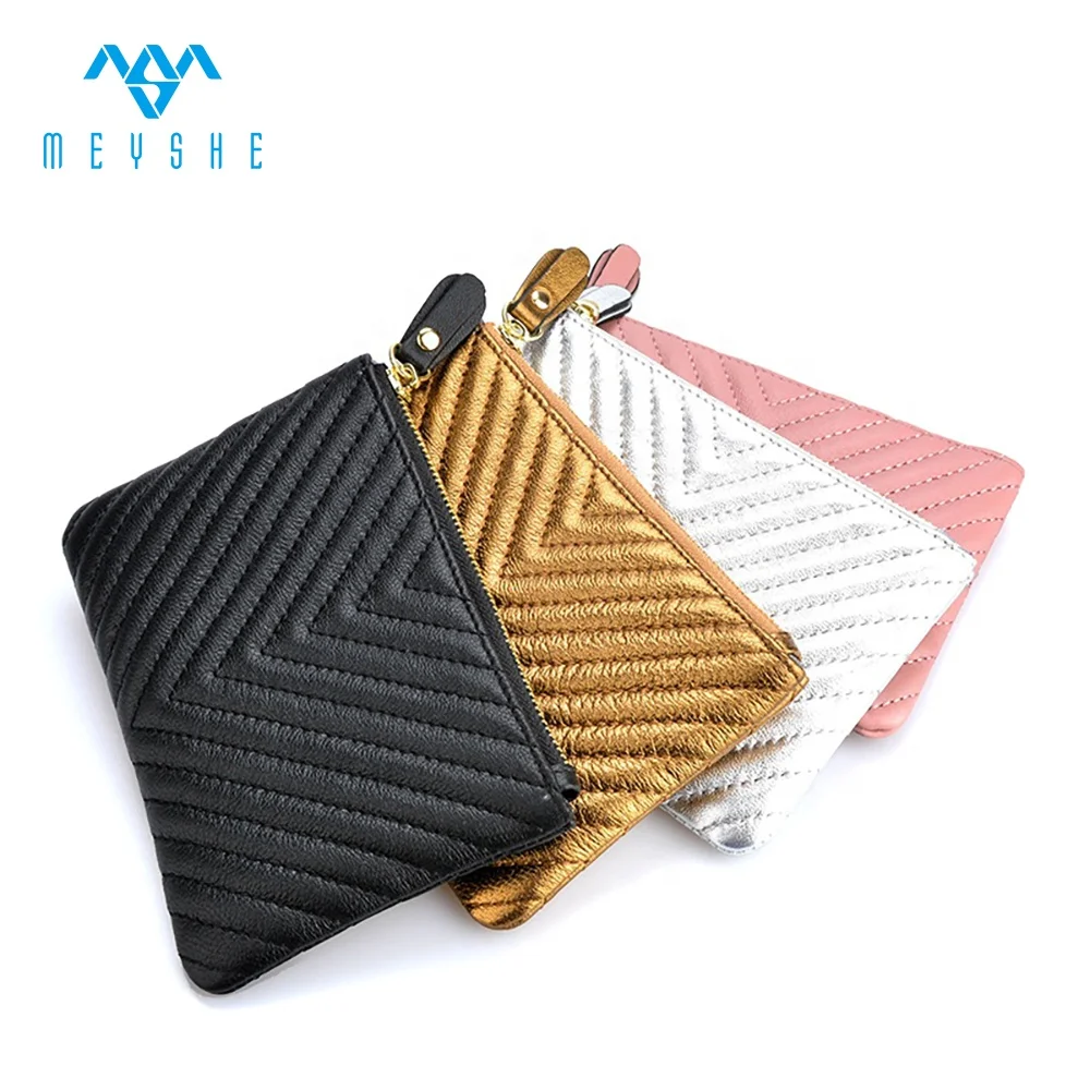 Hot sale high quality silver genuine leather customize change purse