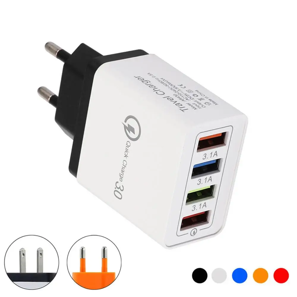  QC3.0 3A 4USB зарядное устройство EU UK US Сетевое для мобильных