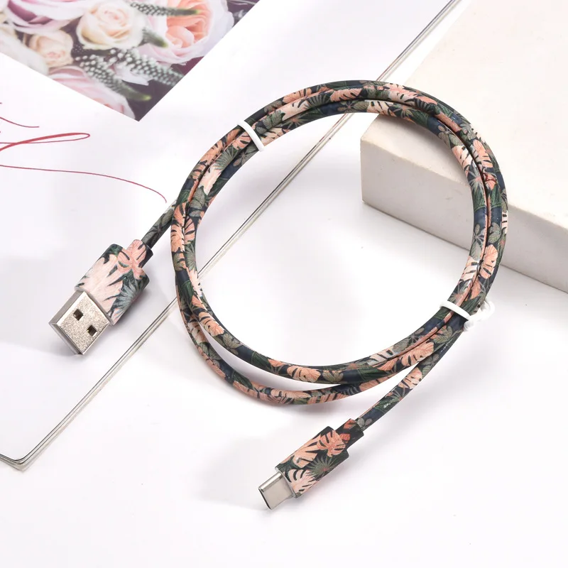 FRS Pu Material Printing Cable 1m 5v 2.1a Phone Usb Charger Cable Quick Charger Commonly Used Accessories & Parts