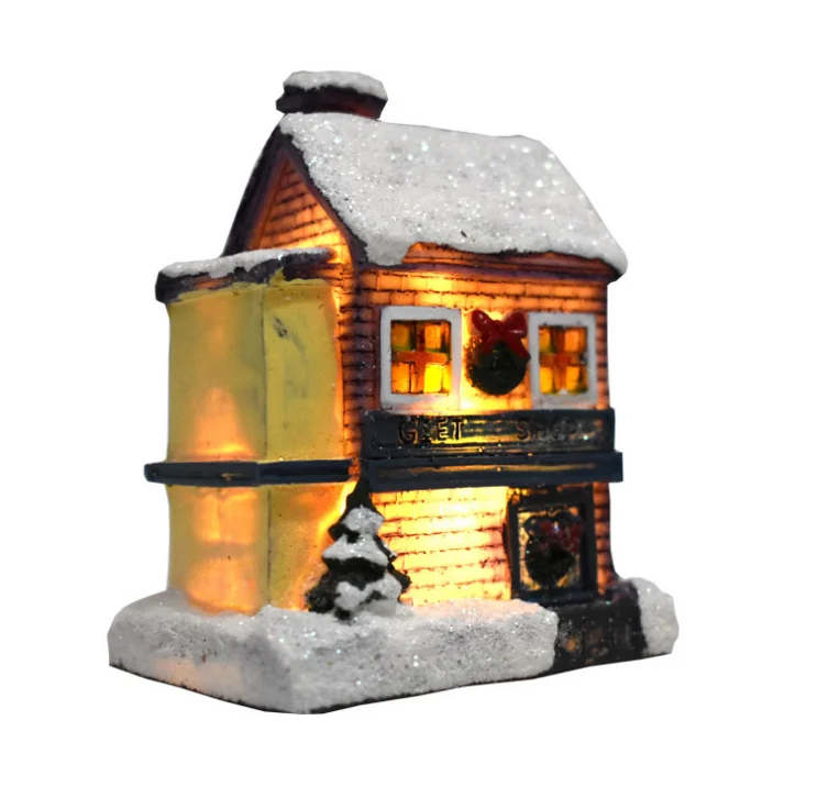 Hot sale custom ceramic santa claus mini light Christmas village house