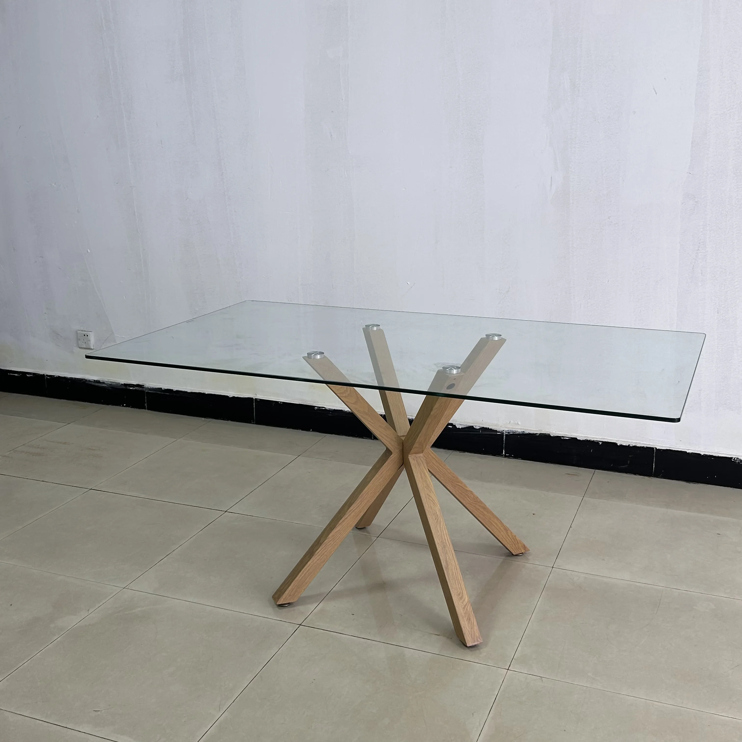 Wholesale Furniture Manufacturers Modern Rectangle Glass Coffee Table Wooden Base Glass Top Coffee Table Glass Center Table