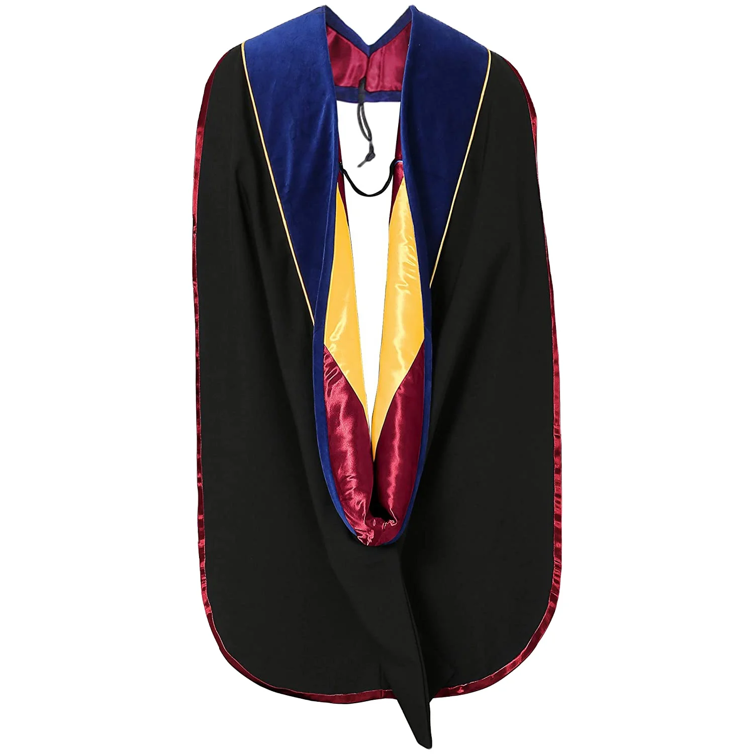 Customized Deluxe Doctoral Hood with Gold Piping Economic Academic graduation hood with Button loop