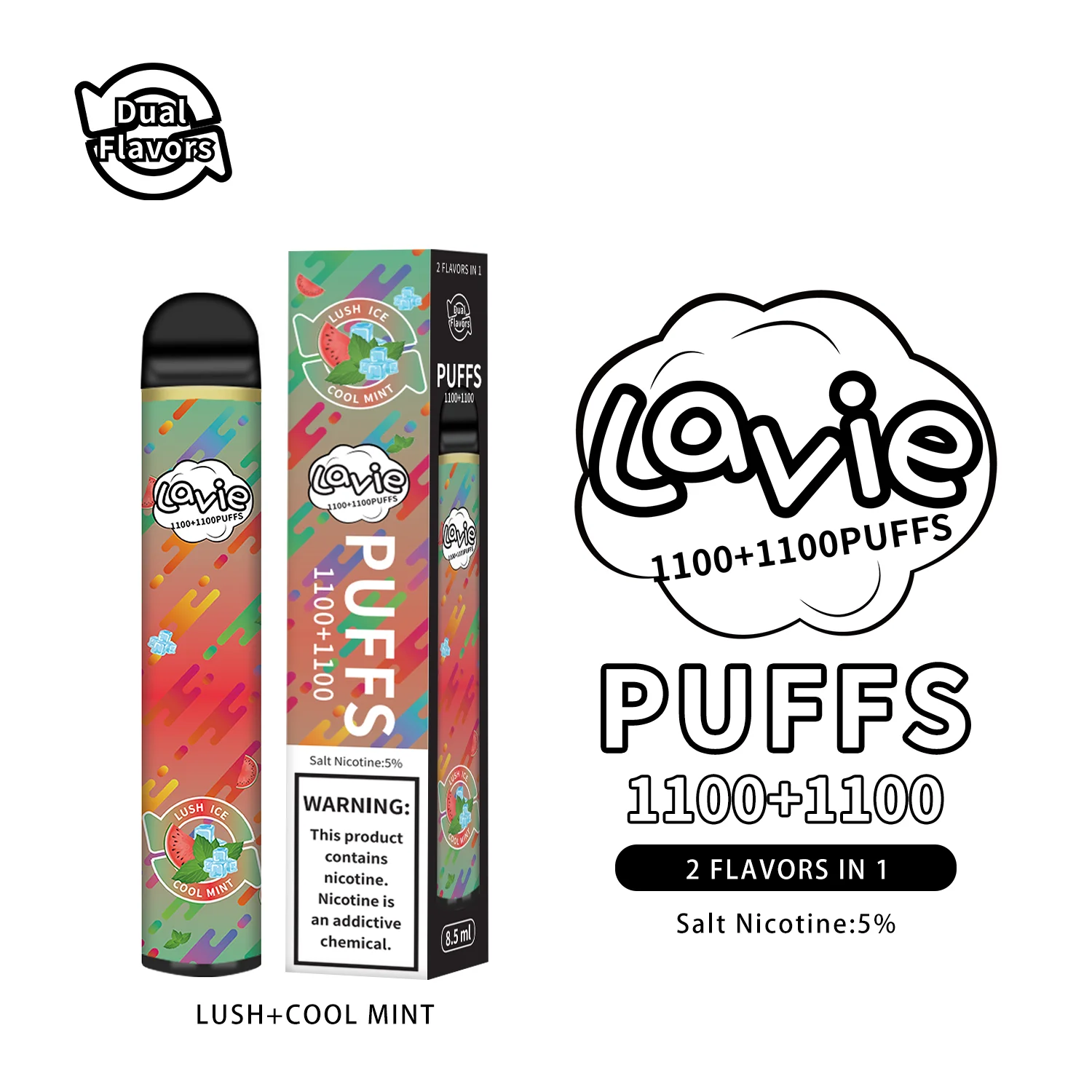 Лидер продаж 2021 электронная сигарета Lavie на 2200 затяжек одноразовая Pod 2 вкуса в
