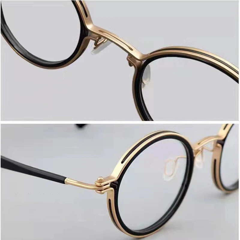 New Fashion Retro Metal Glasses Frame Black Round Flat Light Glasses Women Wholesale Anti Blue Light Eyeglasses Man