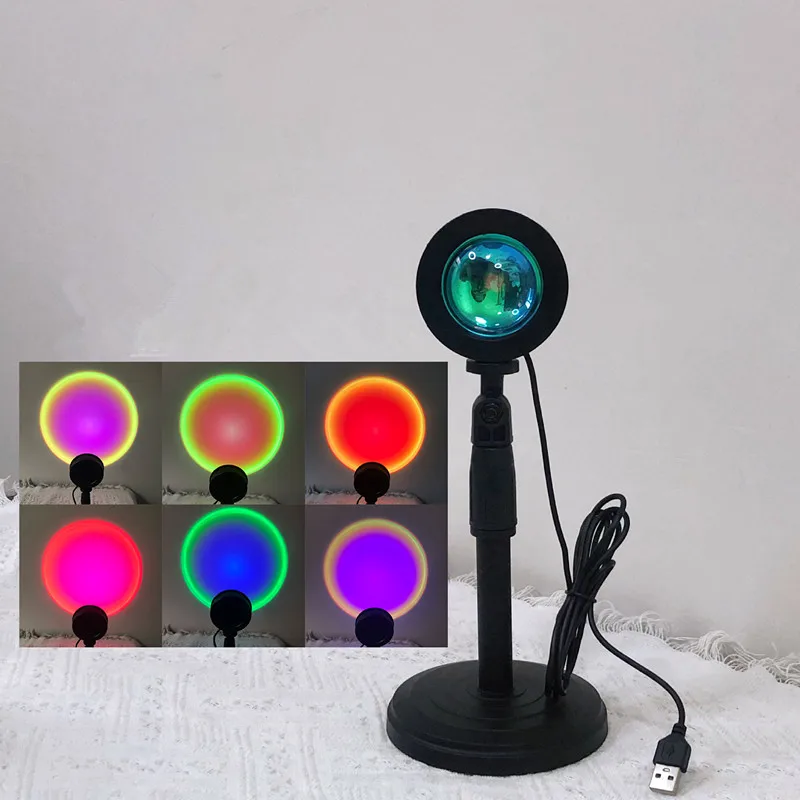 Неоновый 16 видов цветов RGB затемнение 180 градусов вращение пульт дистанционного управления USB плагин светодиодный Радужный Восход закат Halo проектор свет