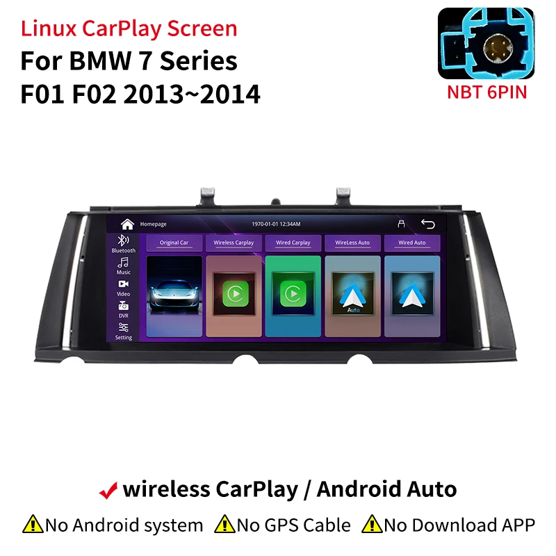 Krando Linux car radio Touch Screen GPS Navigation Receiver tablet upgrade For BMW 7 Series F01 F02 CIC NBT appl carplay