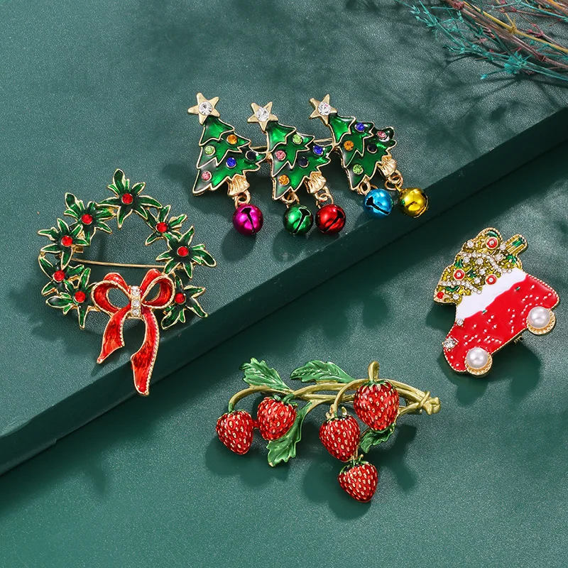 Wholesale Custom Ladies Women Accessories Christmas Trees Brooches Rhinestone Designer Pearl Crystal Brooch Pin Broches