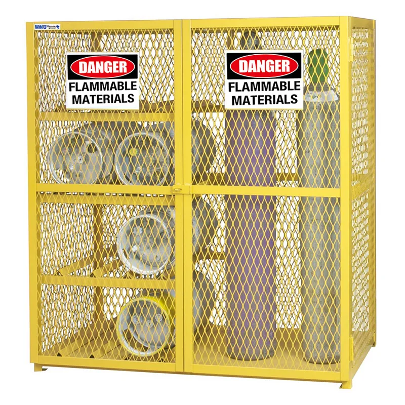 
Yellow stainless steel Gas Cylinder Cabinet for 9 Cylinder, Metal Gas Storage Cabinet for industrial lab usage 