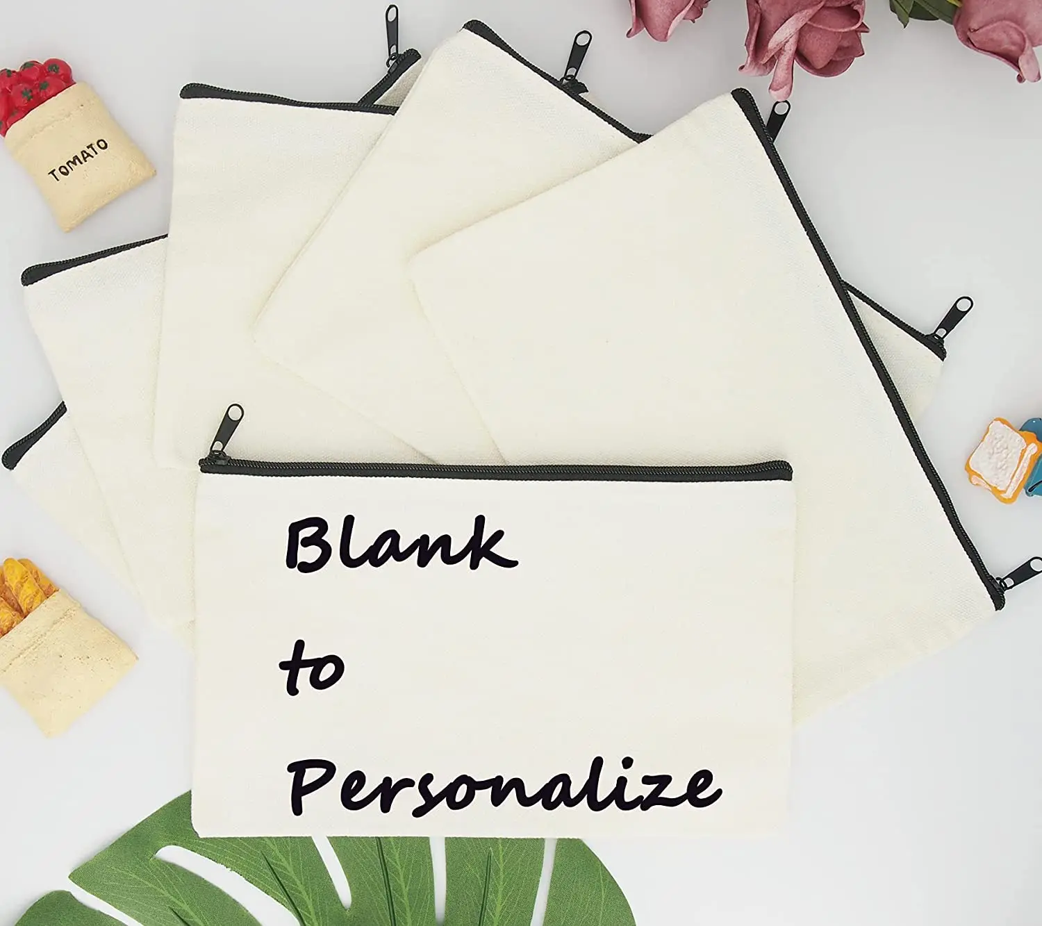 Wholesale Custom Gift Stationery Pencil Bags Make up Travel Blanks Cotton  Cosmetic bag Canvas pencil case