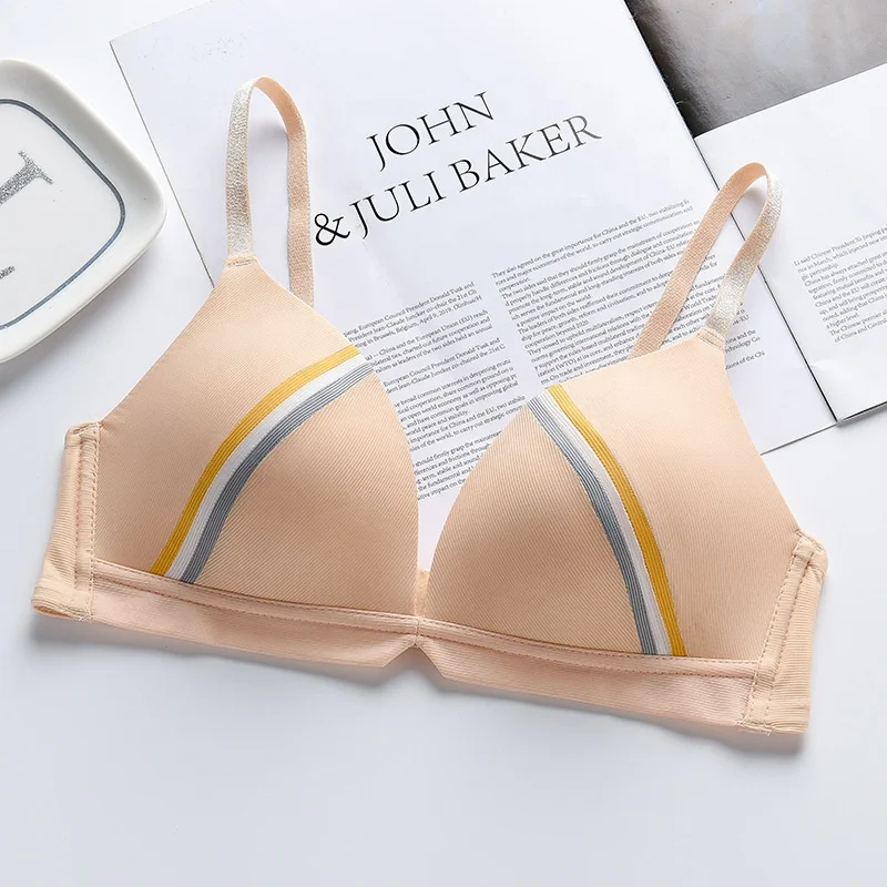 
New Style Ladies Under Garments Stripe Wireless Thin Cup Sexy Women Bras 