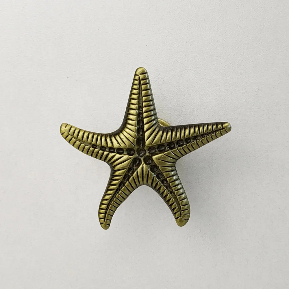 Starfish Knobs Coastal Beach Ocean Theme Single Hole Pulls Handles for Cabinet Drawer Cupboard