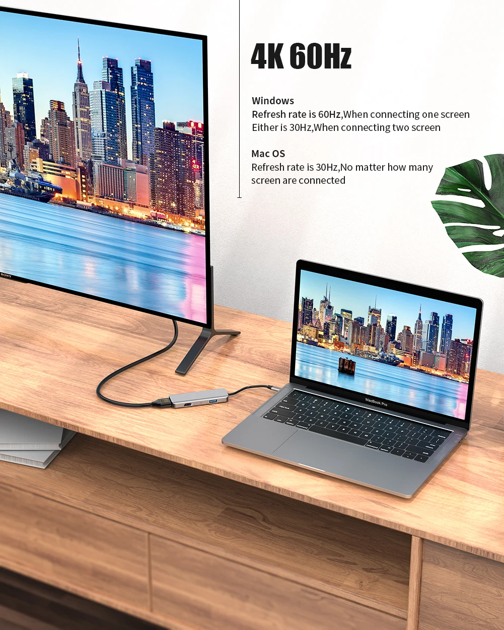 Triple display mini Docking station with dual monitor 4K for PC usb C Hub