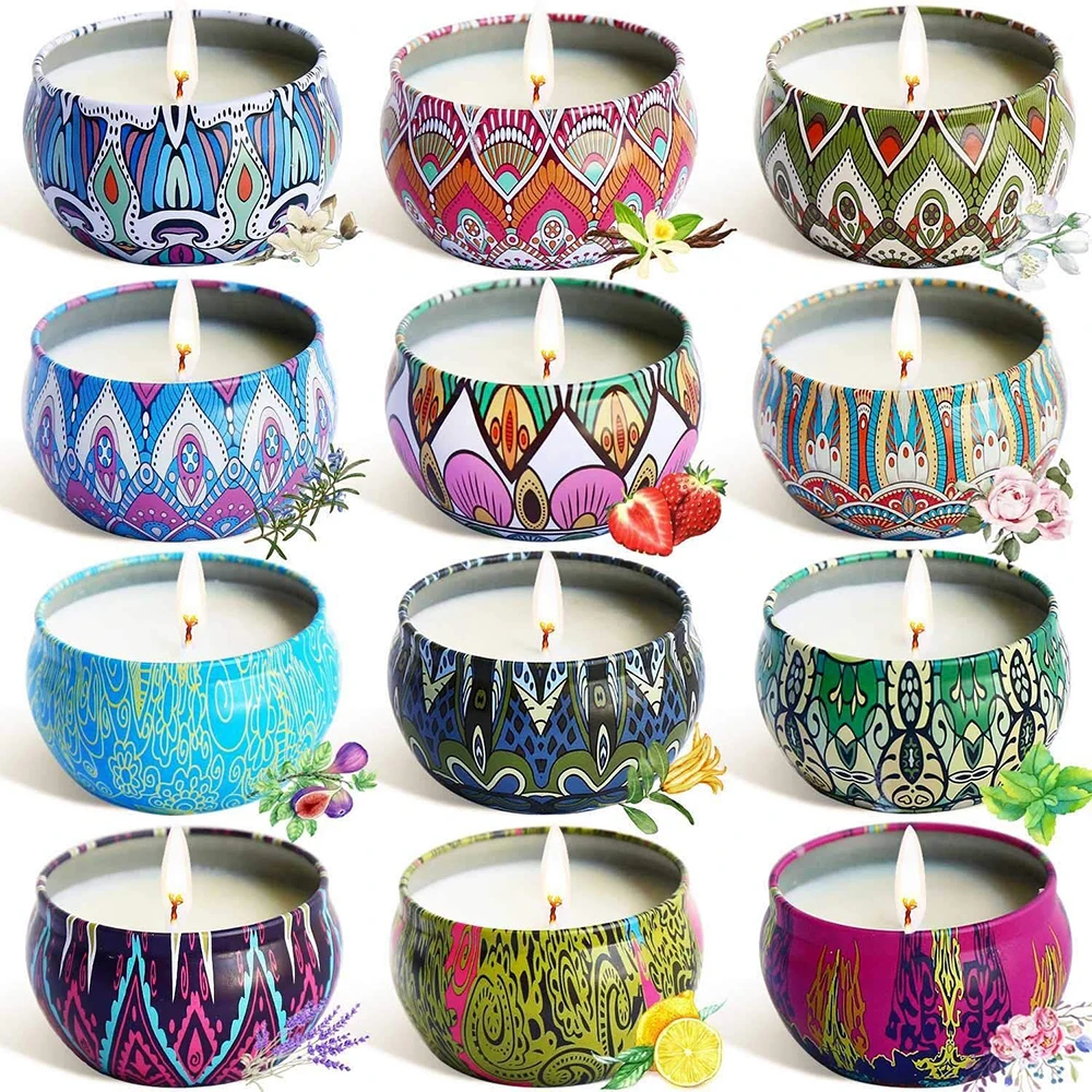Wholesale 2.5 oz Metal Tins Jar Candle Luxury Gift Set Aroma Soy Wax Scented Candles
