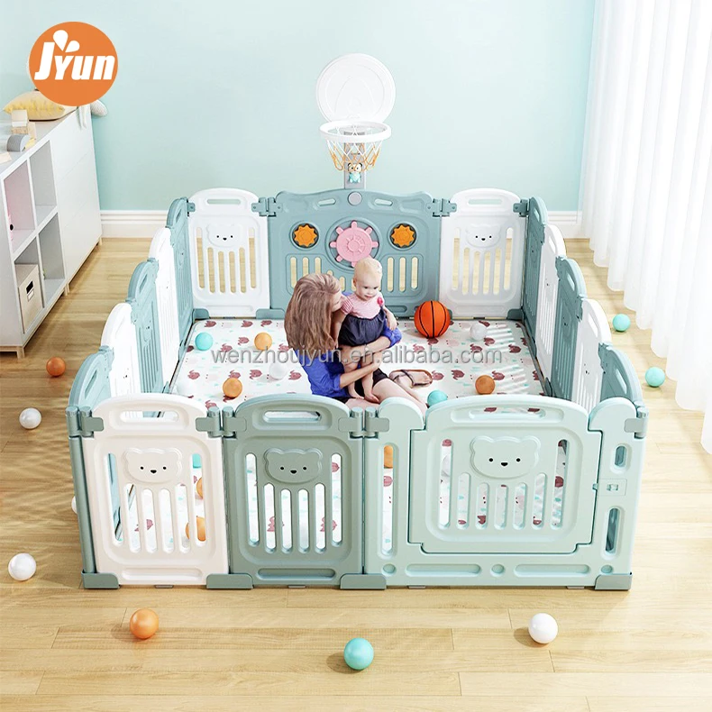 kids fence with gate portable child furniture new design safety play yard indoor park playground plastic foldable baby playpen