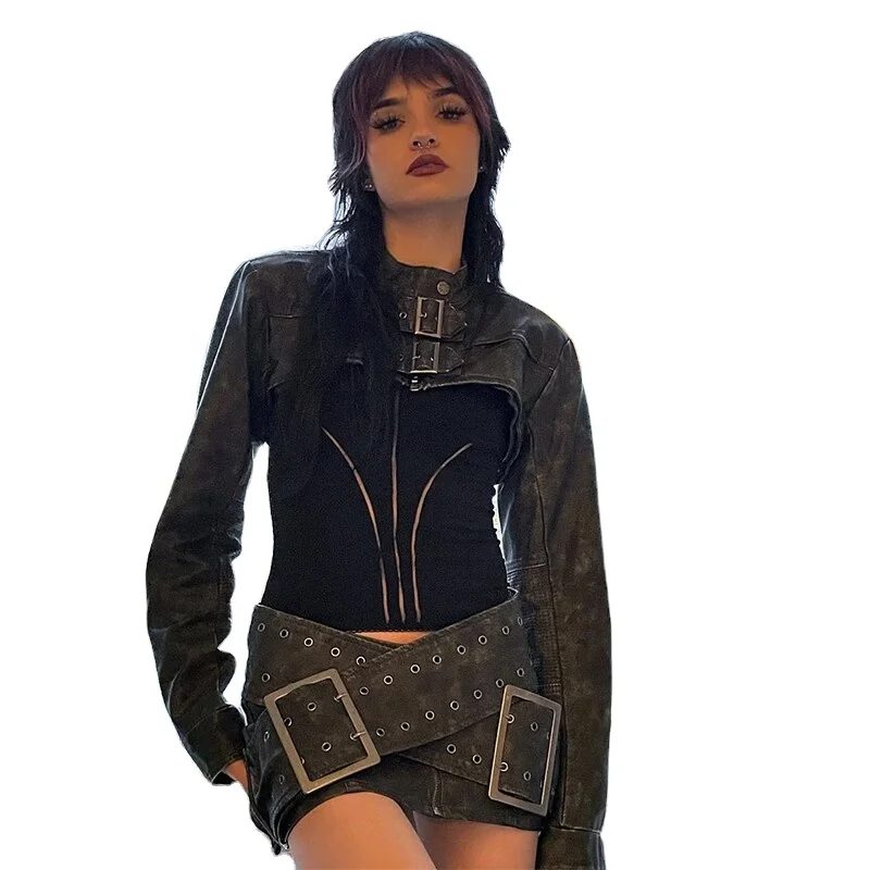 Micro Mini Skirts New Fashion Sexy Low Waist Double Large Adjustable Wrap Around Belt Front Zip Denim Hot Girl Women Black Sweet