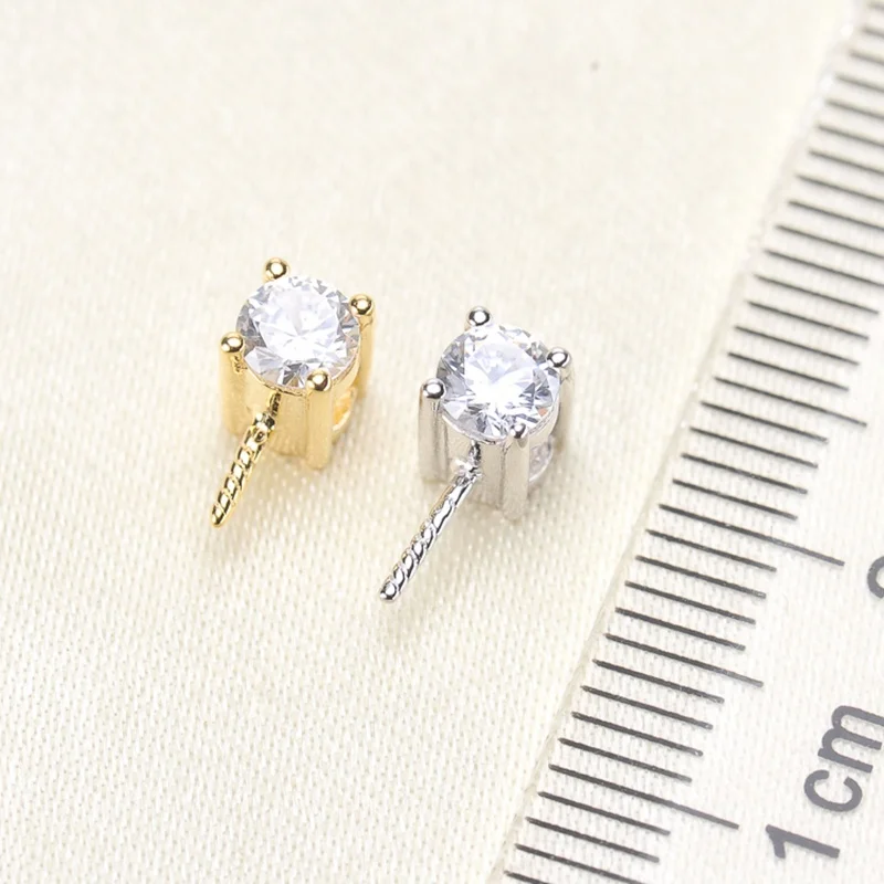 Princess cz shiny 925silver solid pearl pendant mounting