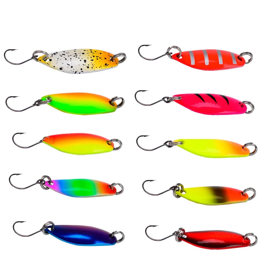 JETSHARK Wholesale Metal Trolling Spoon Fishing Lure 1.18/1.37inch 2.15/3.3g Hard Bait For Stream and River Fishing