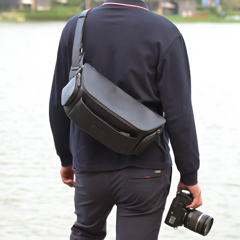 Factory Custom Unisex Durable Microfiber Vegan Leather Digital Gear Camera Sling Shoulder Crossbody Bags for Photography