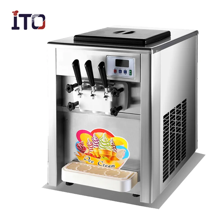 Commercial table top three flavors with air pump stainless steel soft serve ice cream machine