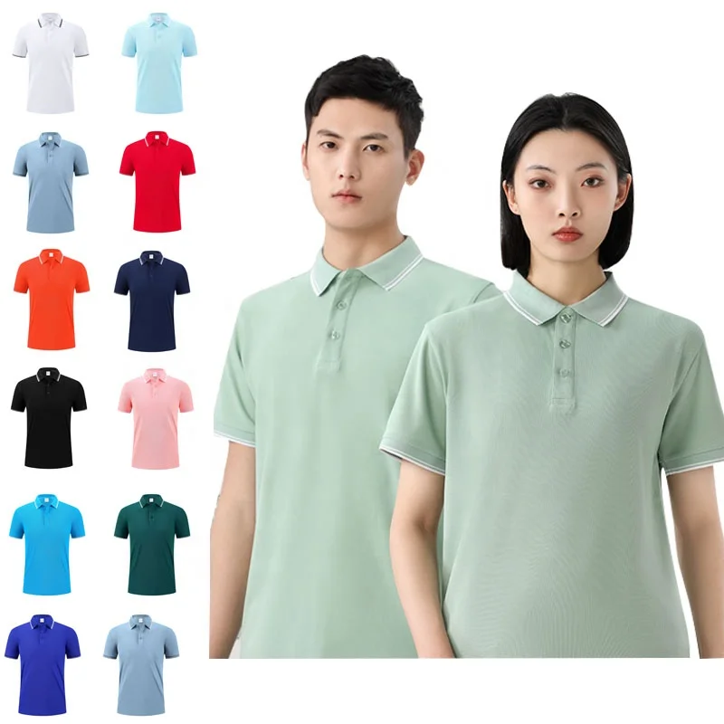 Wholesale Polyester Blank Plain Golf Polo Shirt Uniform Embroidery Custom Logo Lapel Polo Shirt For Men Dropship