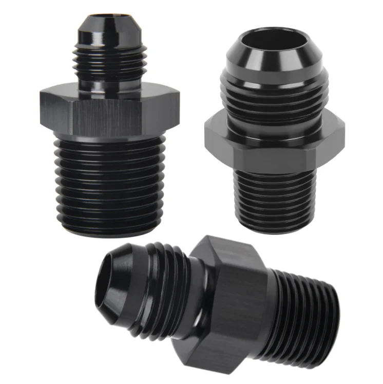 Union Connector Straight Aluminum Black 6AN 8AN 10AN 12AN Male Flare to 1/8 1/2 3/8 3/4 NPT Fitting Adapter