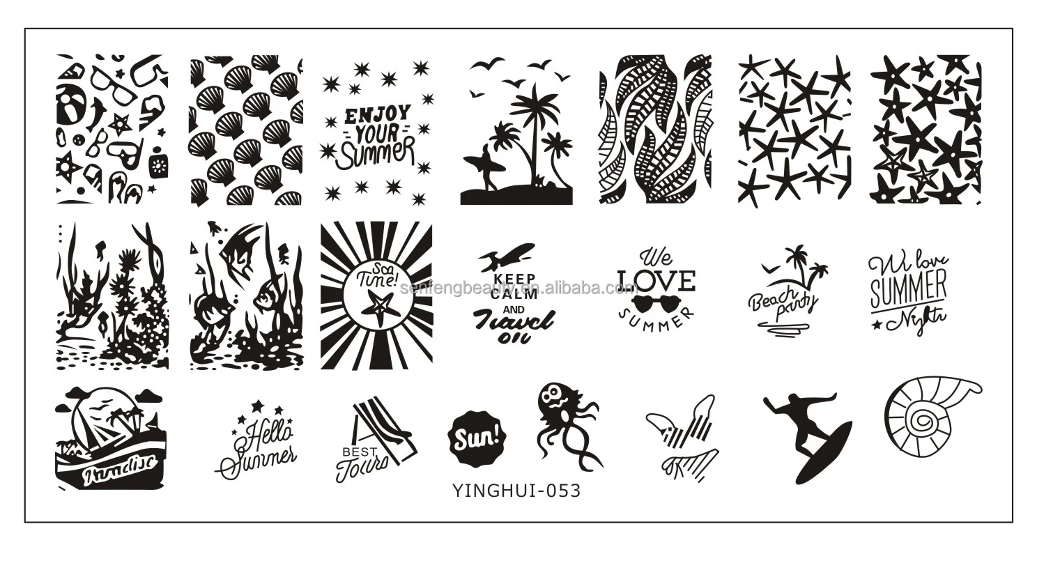  Summer Season style nail art steel plate printing template decoration mould painted