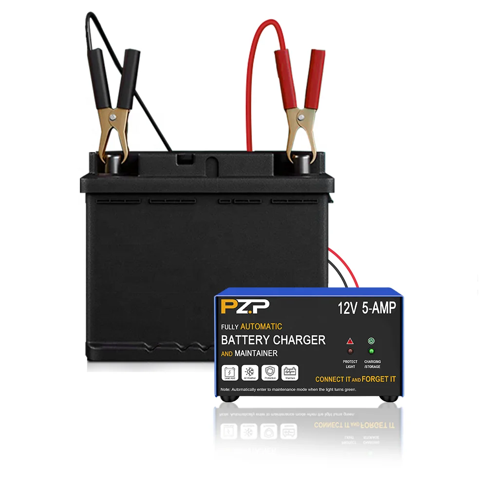 PZP 12V 5A Battery Charger Smart Automotive 12 Volt Trickle Charger and Maintainer 12V Car Battery Charger