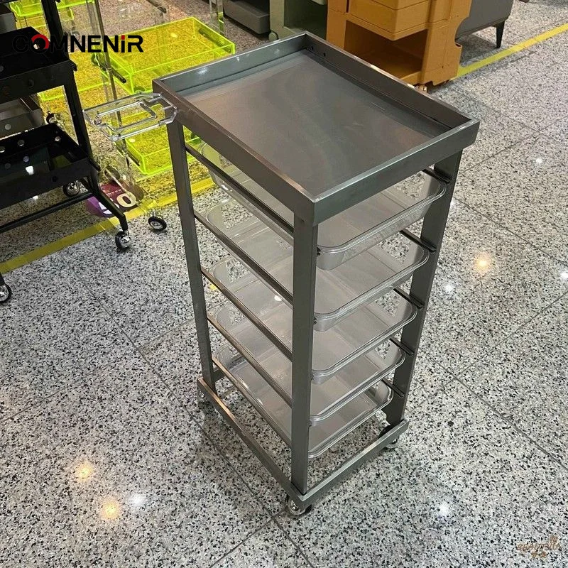 Professional Aluminium Hair Salon Trolley Plastic Beauty Tool with Hair Wheel-for School Use