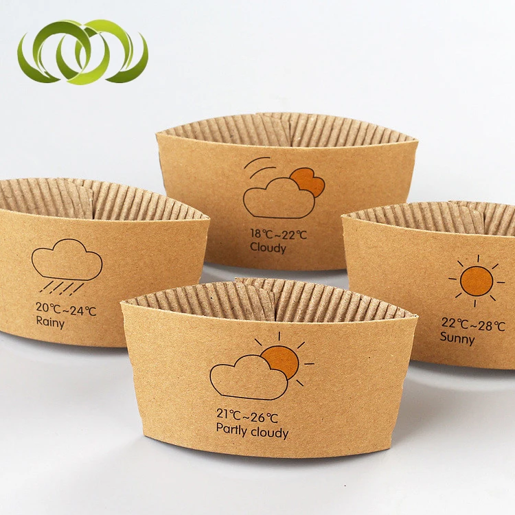 Eco Friendly Custom Design Paper Cup Sleeve Coffee Cup Sleeve Holder Kraft Cup Sleeve