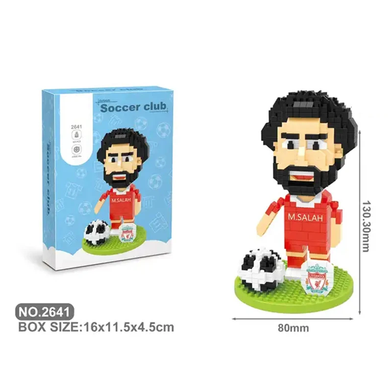 New Self Assemble Sport Football Player Messi Mini Action Figure Connecting Micro Block Toys Building Block Football Figure Set
