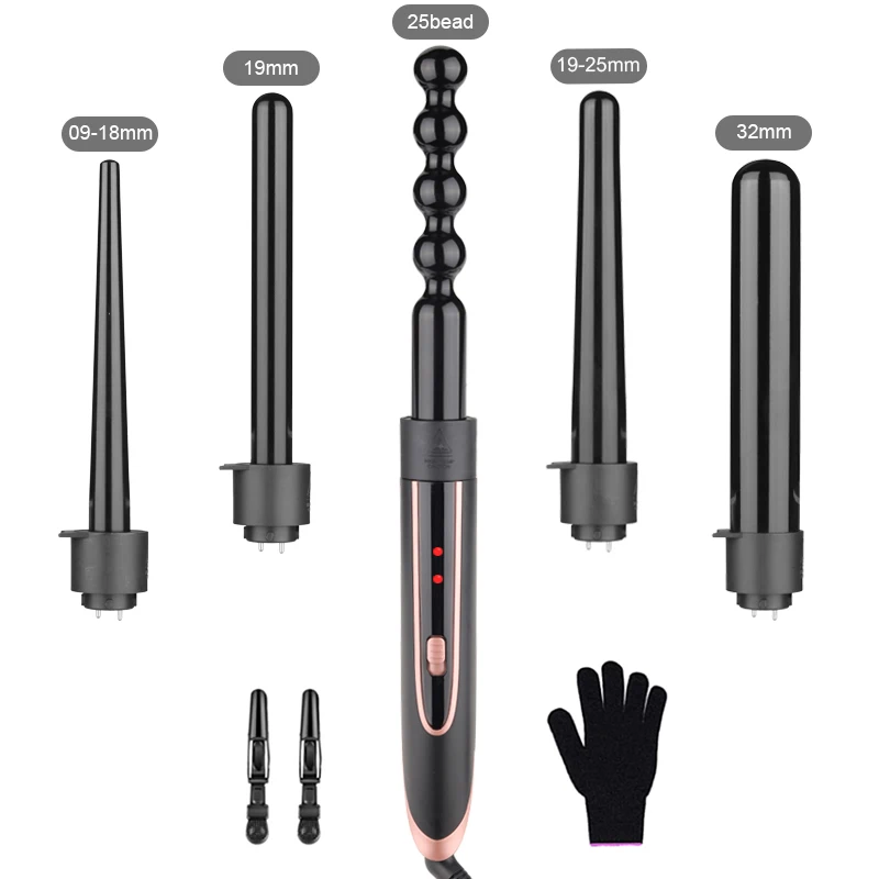 Interchangeable Styler 5 In 1 Hair Iron Curls Hair Curling Iron Professional Hair Curler Set