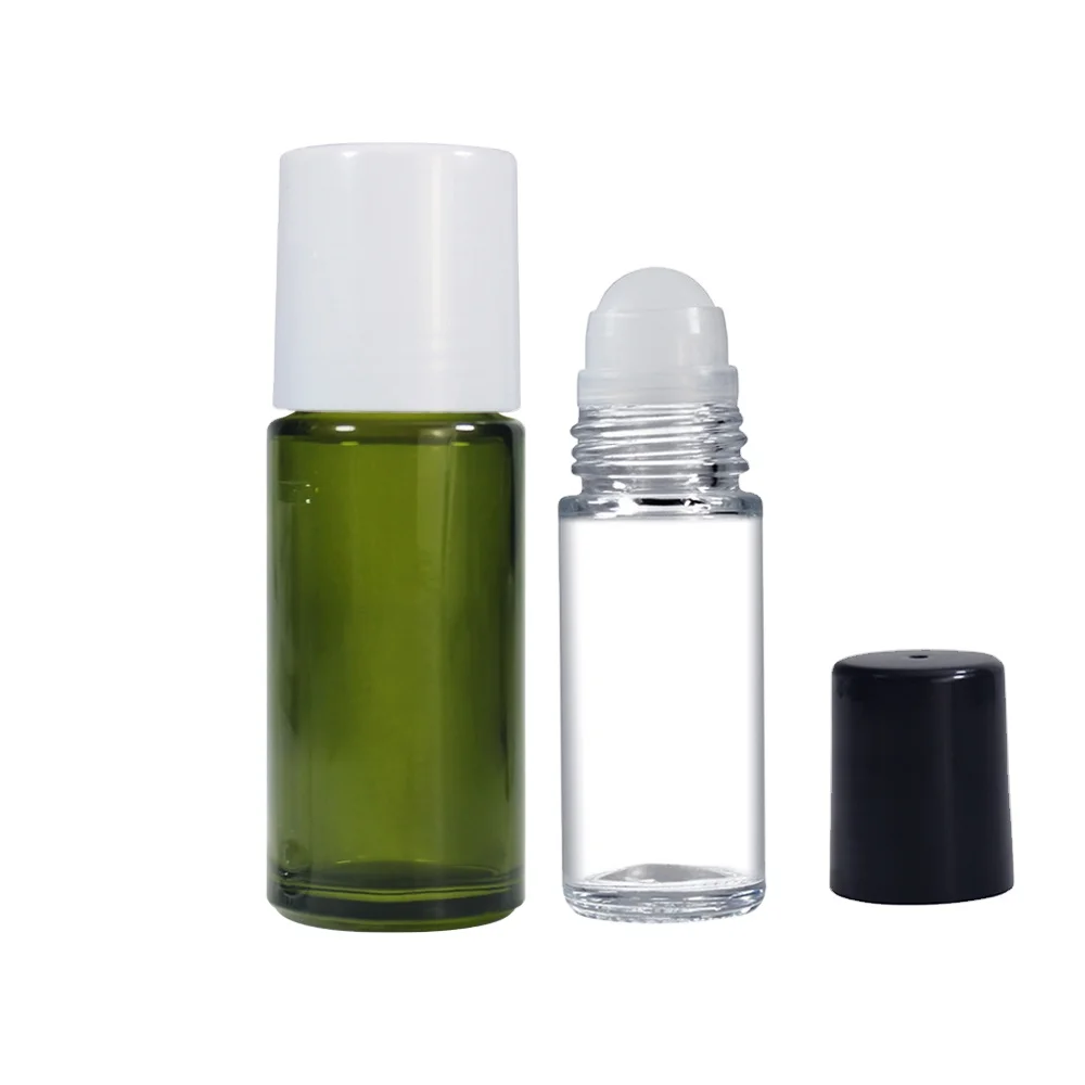 5ml 10ml 30ml 50ml Cylinder Roll On Deodorant arabic essential oil Glass roller Bottle with dropper
