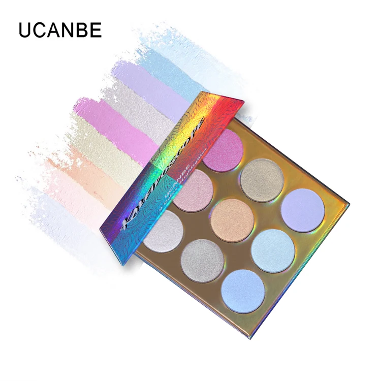 
UCANBE 9 color rainbow high disc eye shadow repair powder nose shadow lift High Gloss Pink Blush three in one make-up tray 