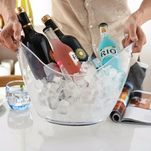 Wholesale Custom Logo Print Multiple Colors 4L/8L/12L Wine Champagne Acrylic Plastic Ice Bucket