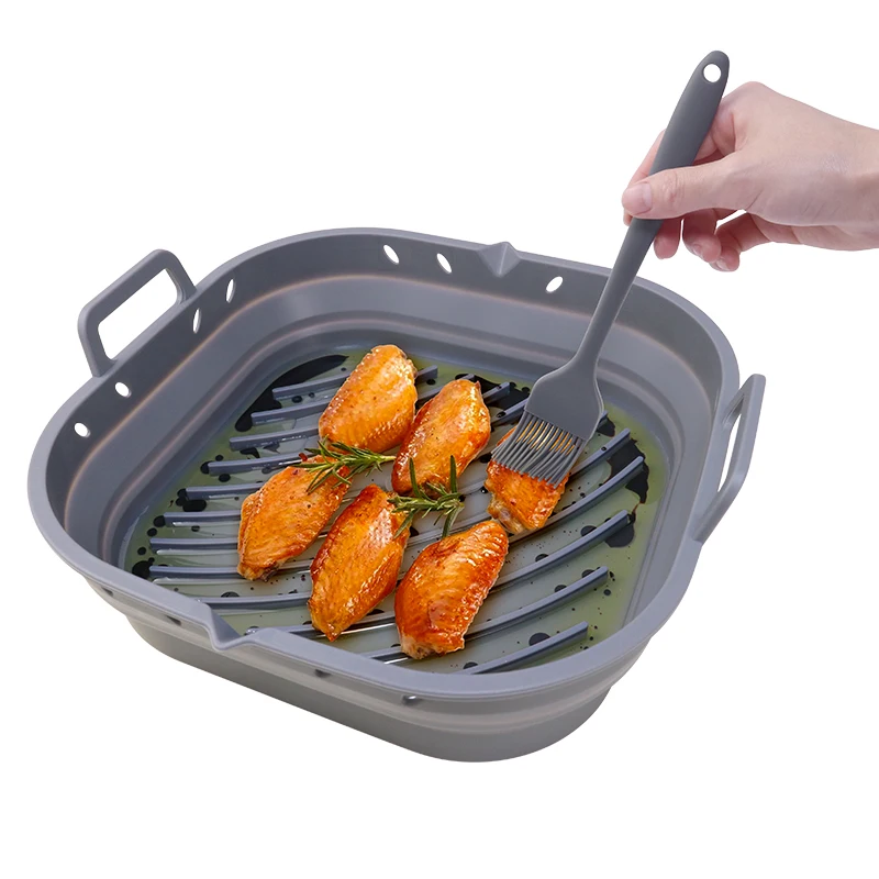 Heat-Resistant Kitchen Accessories Air Fryer Silicone Airfryer Liners Baking Tools Reusable Silicone Collapsible Oven Pot Liner
