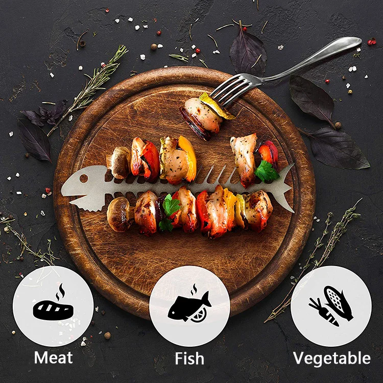 Барбекю-гриль в форме рыбы с 28 шипами вместимостью 14 кухонных блюд для барбекю для мяса, рыбы и овощей