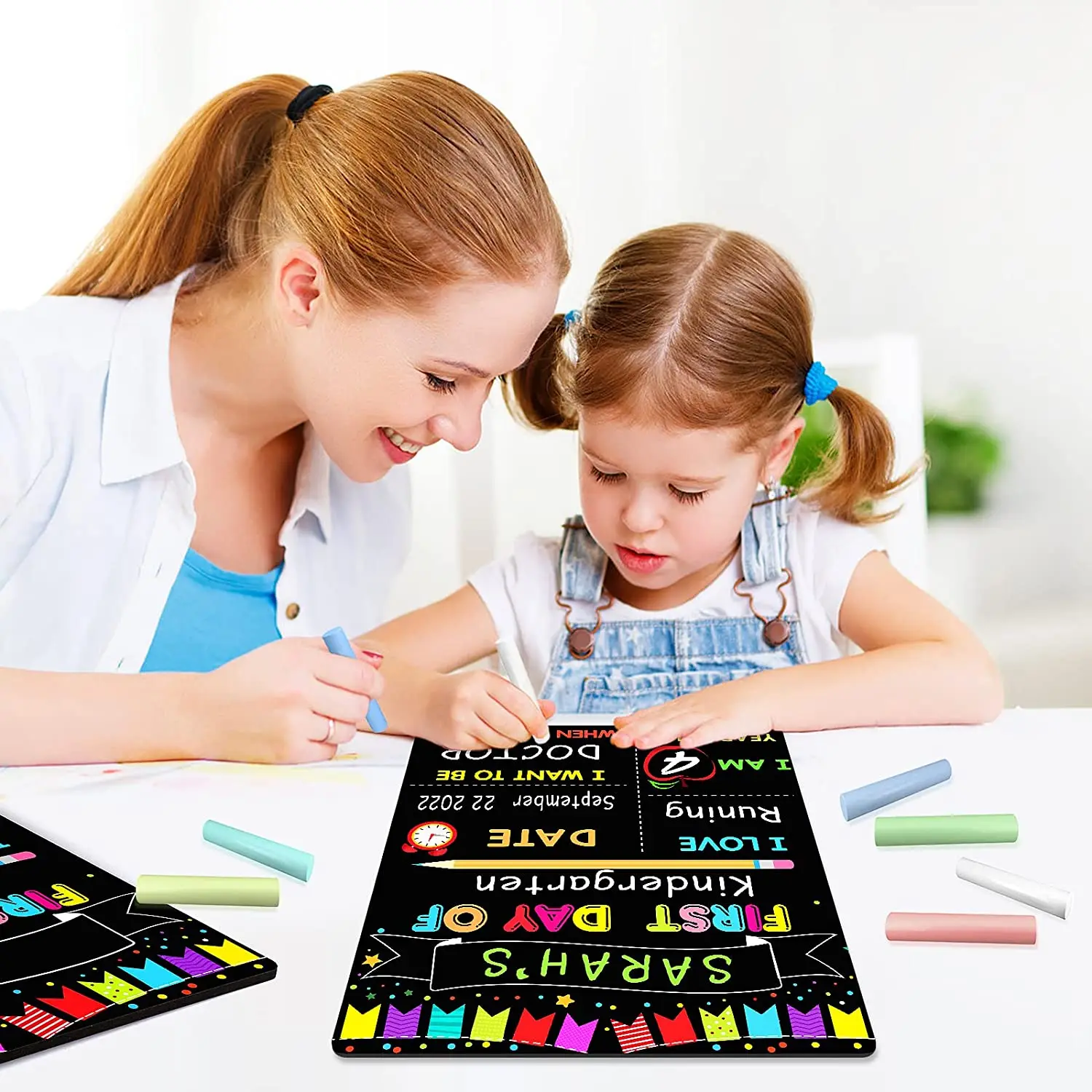 Double Sided MDF Board Back To School Reusable Magnetic Kids Board