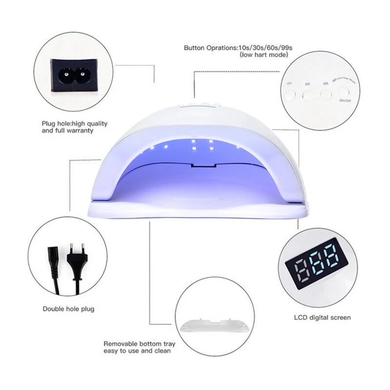 OEM Professional SUN LED 5 high power 48W SUN UV Nail Dryer Printed Logo led uv curing nail lamp for All Nails Gel Varnish