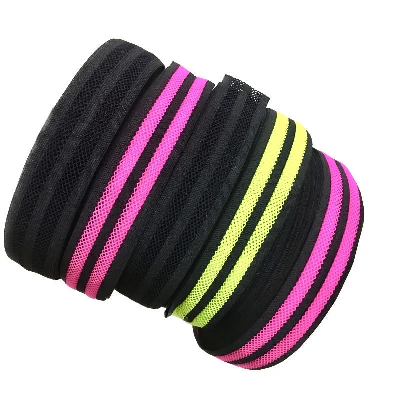 Neon color mesh elastic webbing for garment polyester elastic webbing