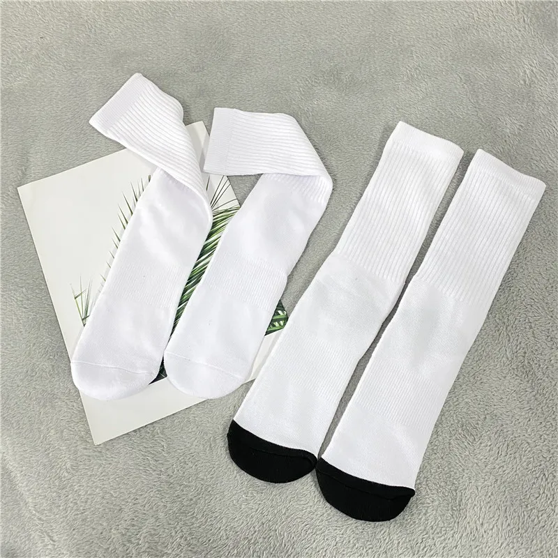 Athletic Sports Thick Cushion Terry Polyester Knee High Socks For White Sublimation Transfer
