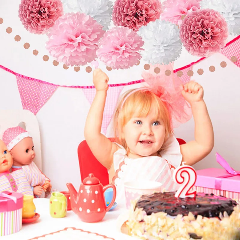 New Happy Birthday Rose Gold Balloon Set Paper Flower Ball Bright Flowing Slash Banner Birthday Party Balloon Decoration