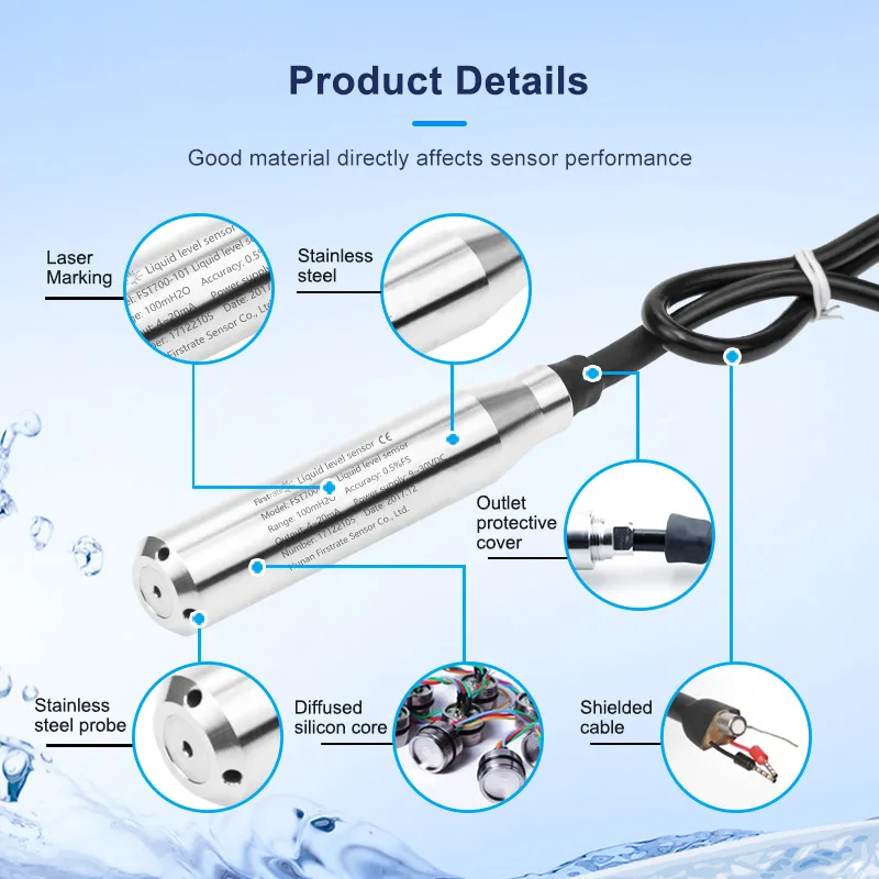 Перворазрядные FST700-101 RS485 колодезной воды для топливного бака датчик уровня измерительный прибор