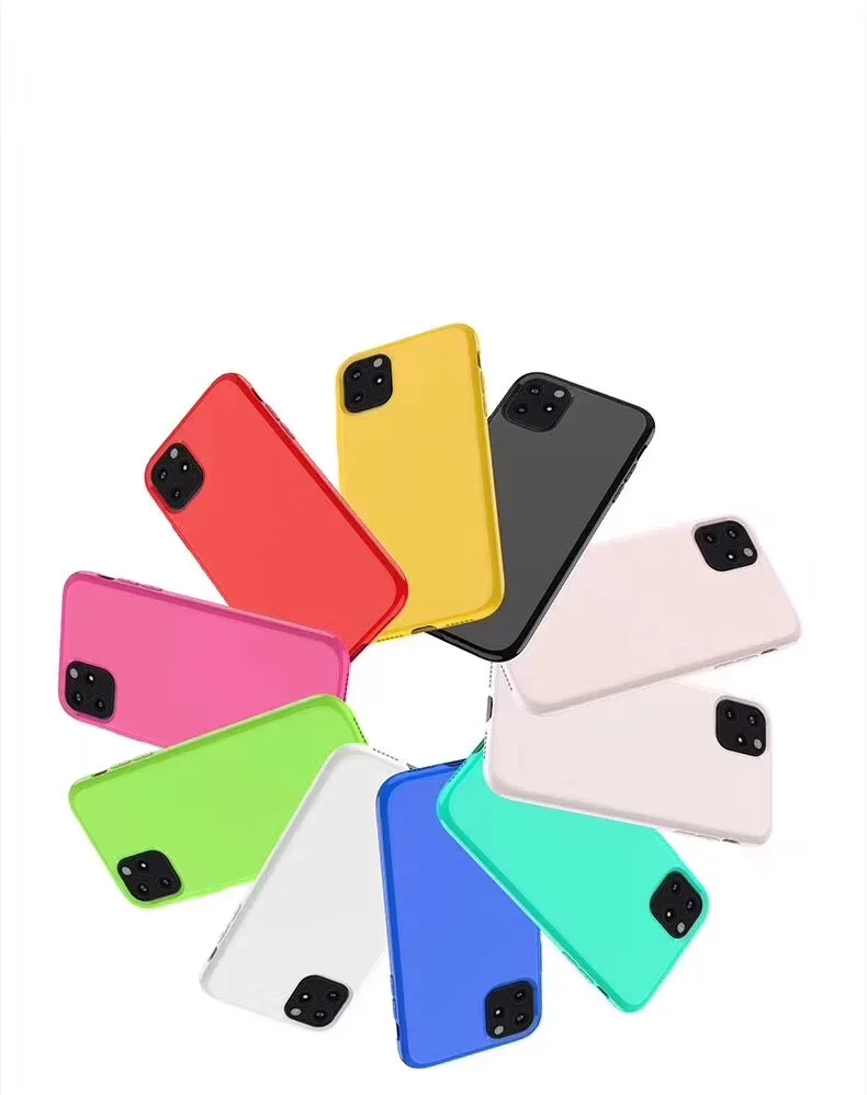 For iphone 11 pro jelly case candy tpu case 2mm thickness glossy colorful tpu phone case for iphone 11 pro max
