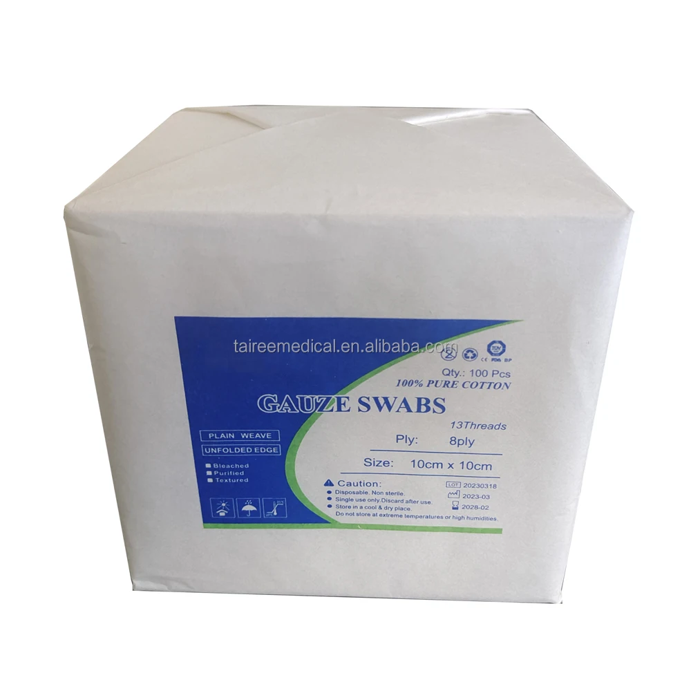 Wholesale non sterile gauze swab 10x10cm 8 ply with / without x line