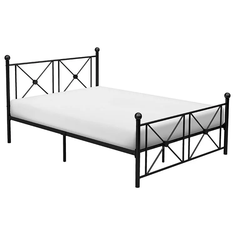 Farmhouse Metal Bed Full White Iron Hospital Beds Frame Angle Base Twin And Wooden Queen Size Black Cast Double Dark
